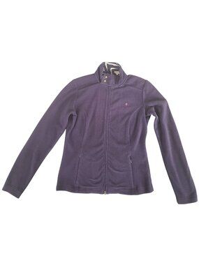 Lilly Pulitzer Women's Size S Purple Zip-Up Fleece Jacket Gold Button Detail